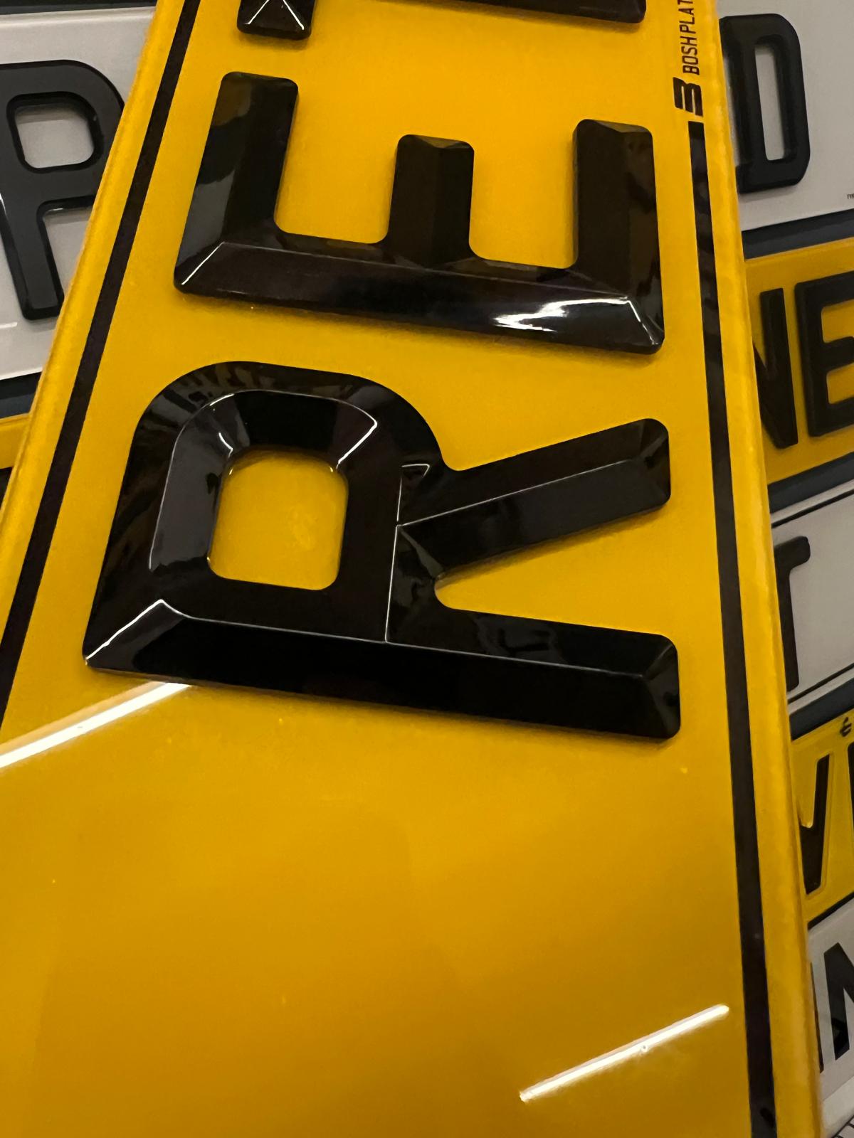 4D Retro/Bevelled Number Plates