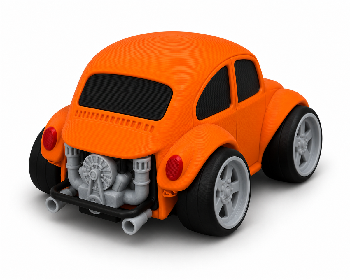 Toon VW Beetle Bug 3D Printed Model Car