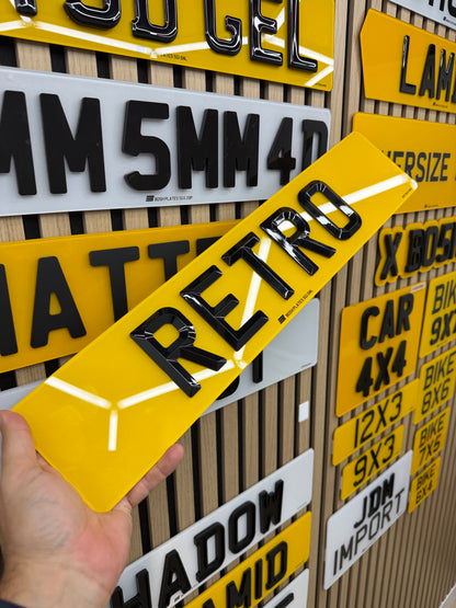 4D Retro/Bevelled Number Plates