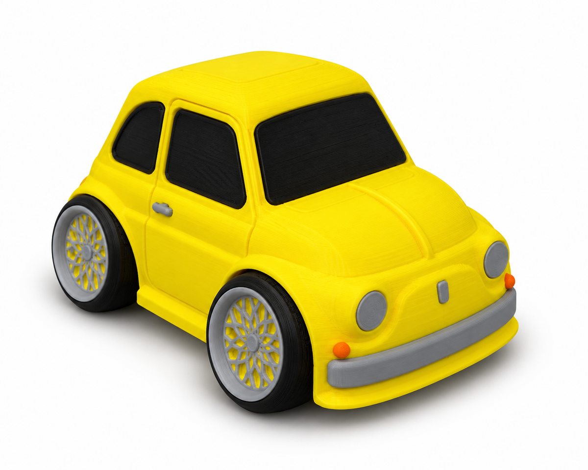Toon Fiat 500 3D Printed Model Car