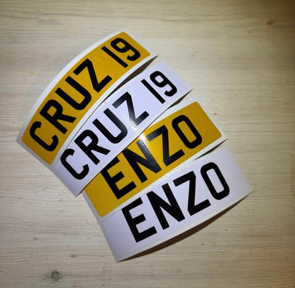 Kids ride on car number plates