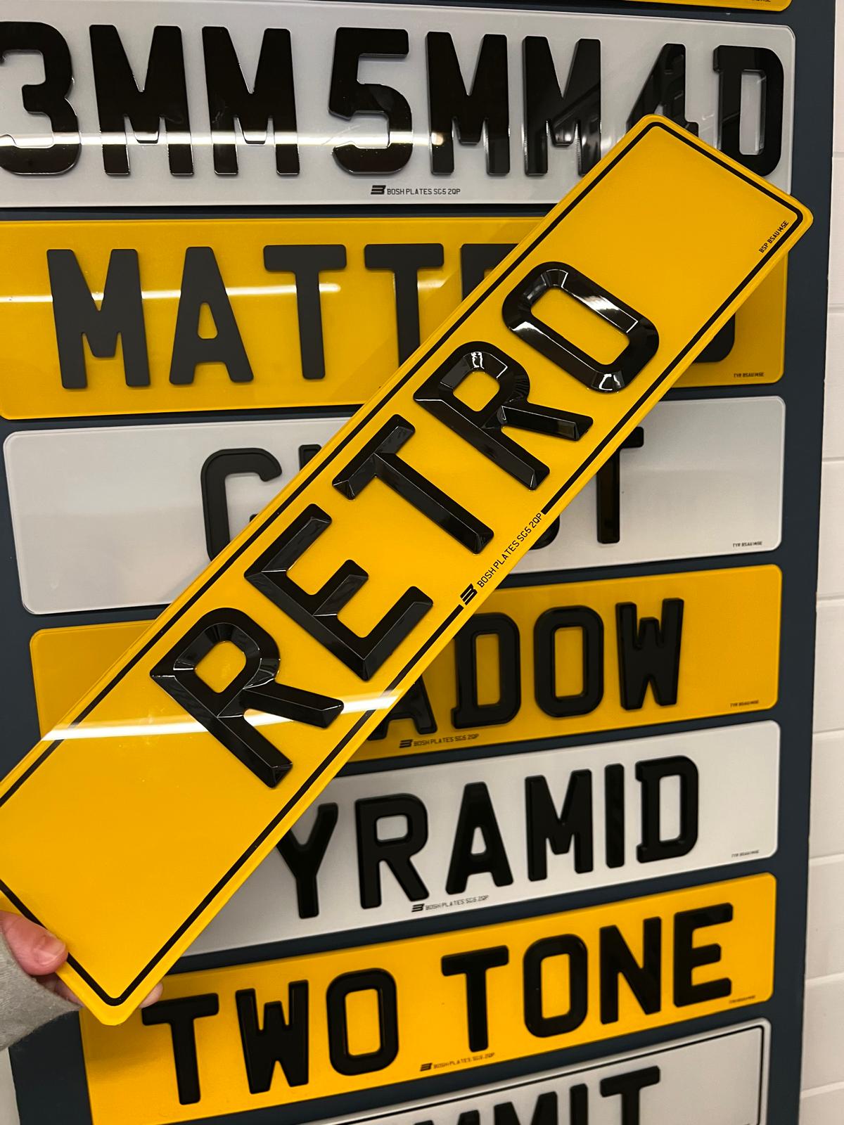 4D Retro/Bevelled Number Plates