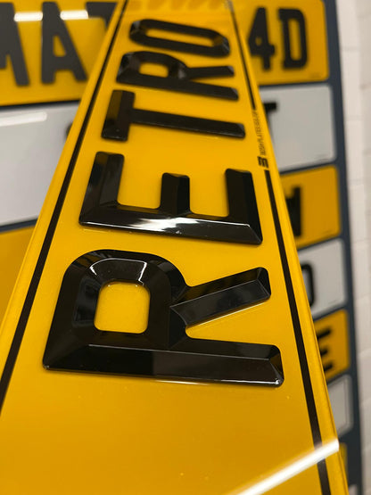 4D Retro/Bevelled Number Plates